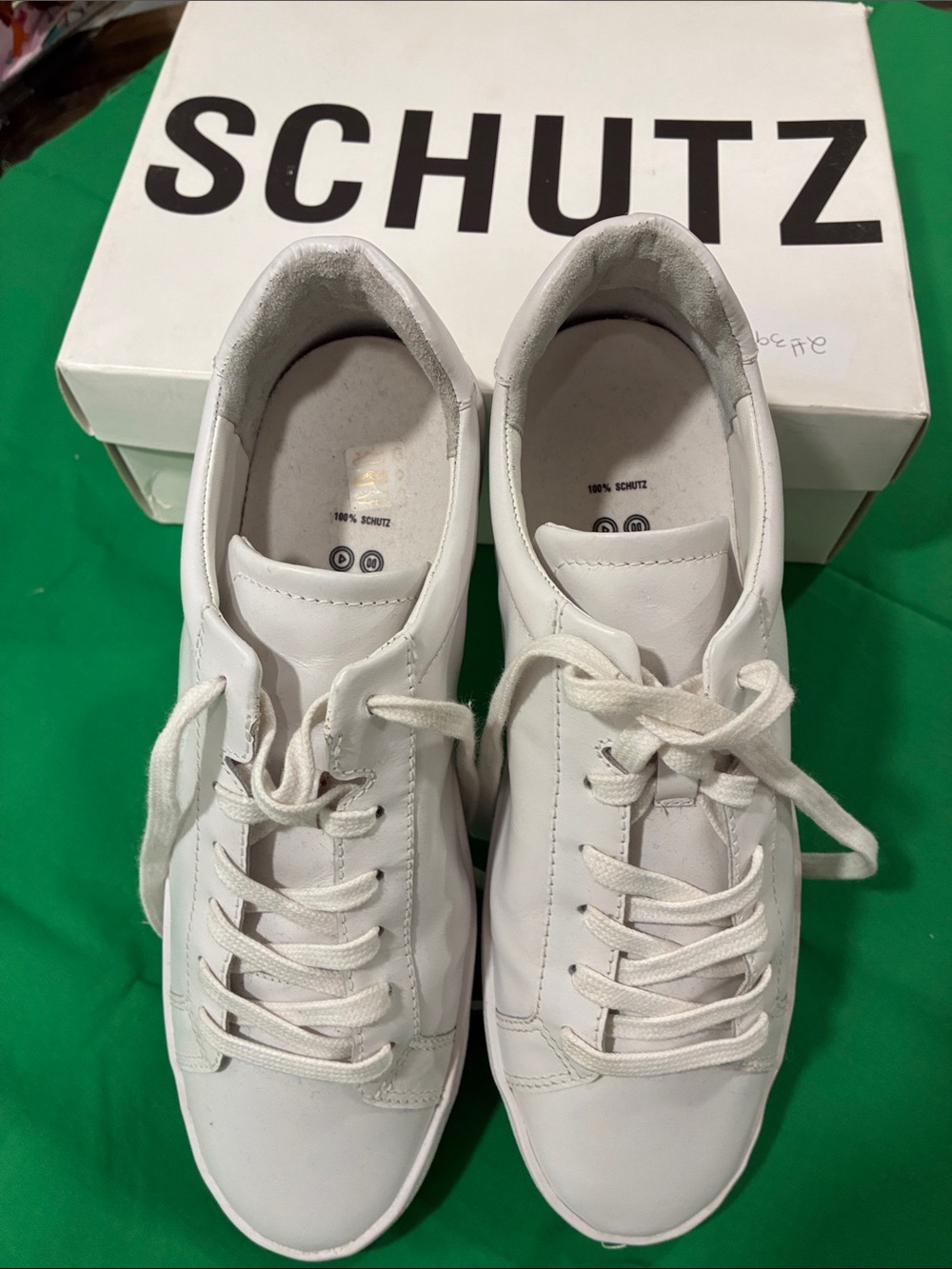 SCHUTZ White Leather Low-Top Sneakers